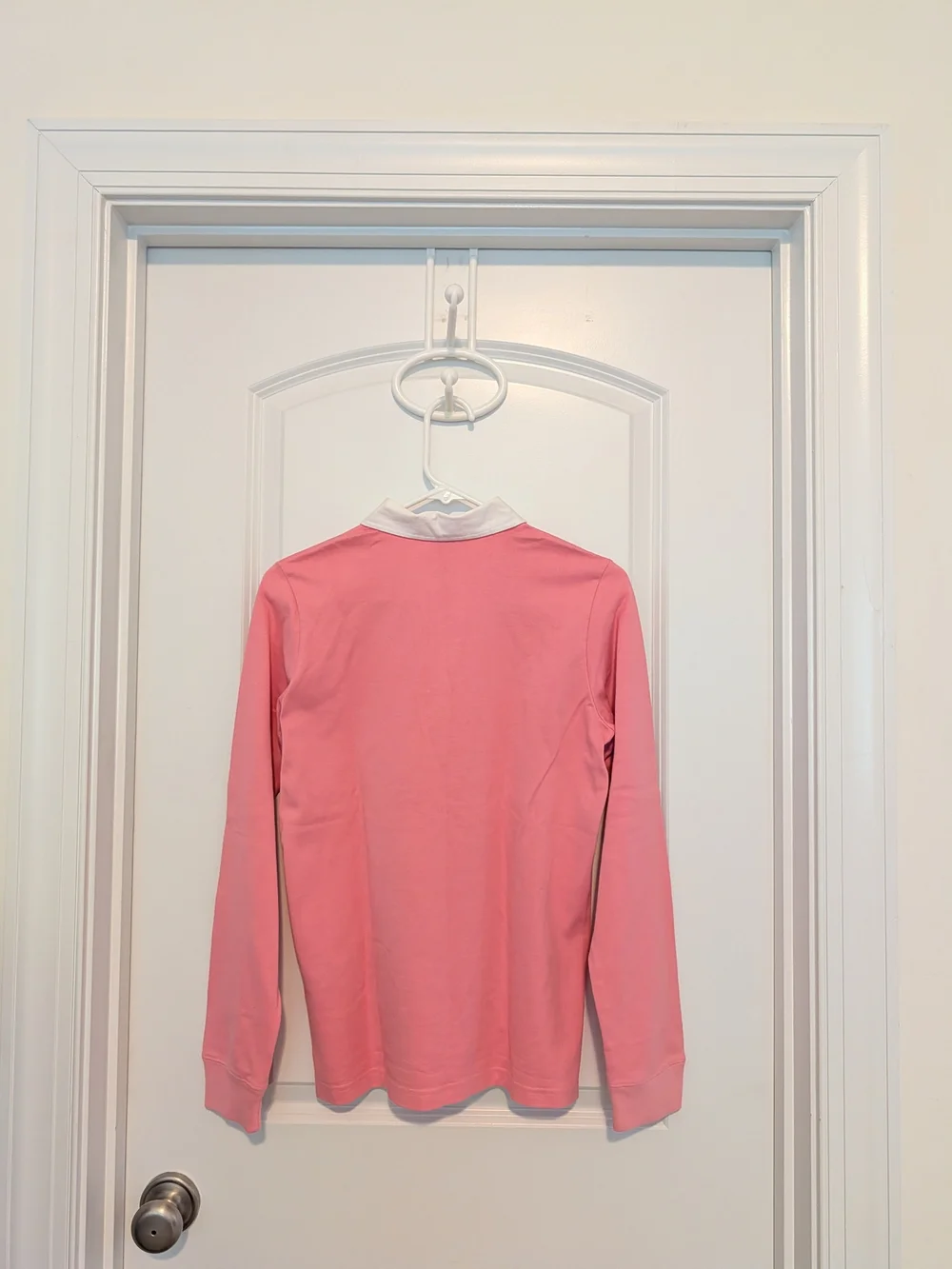 Ralph Lauren Pink Long-Sleeve Polo with White Collar